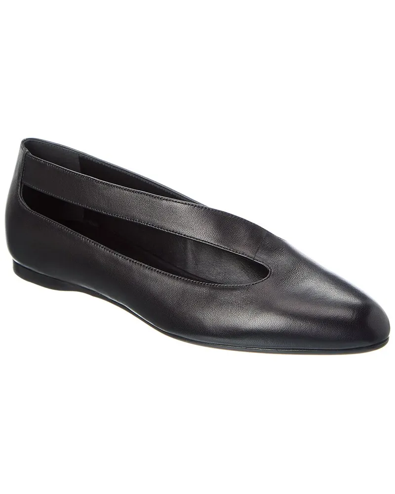 KHAITE Diana Leather Ballet Flat Black