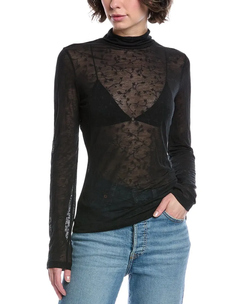Rag & Bone Valencia Micro Floral Top Black