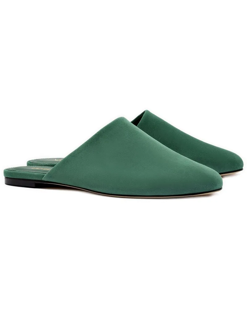 Larroude Larroudé Venice Leather Flat with Pouch Green