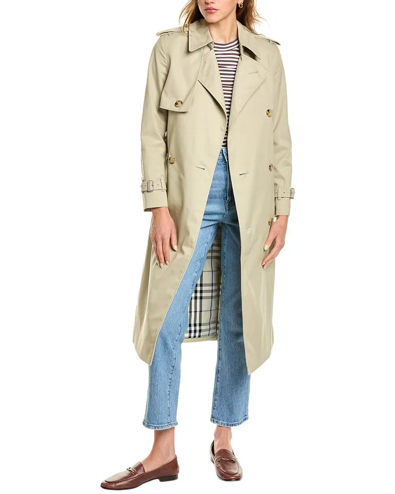 Burberry Double-Breasted Belted Trench Coat Green