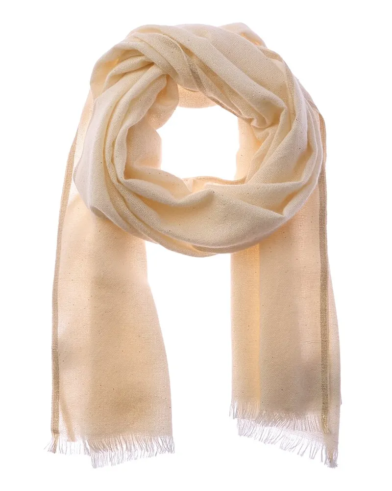 Brunello Cucinelli Logo Wool Scarf White