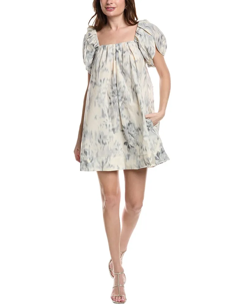 Rebecca Taylor Whisper Rose Tulip Mini Dress Silver