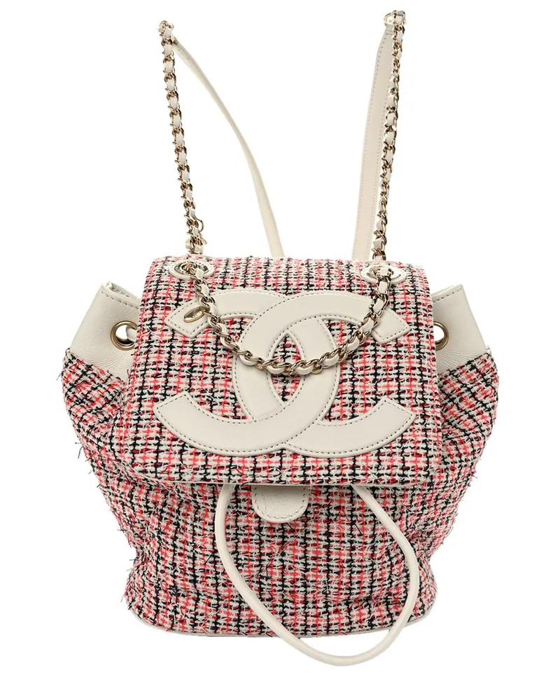 Chanel Black Red White Tweed Calfskin Tweed CC Mania Backpack (Authentic Pre-  Loved Nocolor