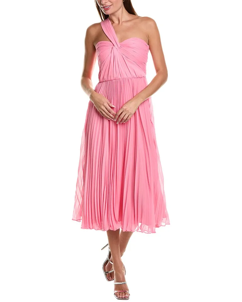 Monique Lhuillier Lindsay Chiffon Midi Dress Pink