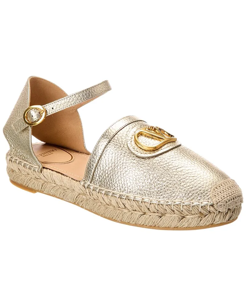 Valentino Garavani VLogo Signature Grainy Leather Espadrille Gold