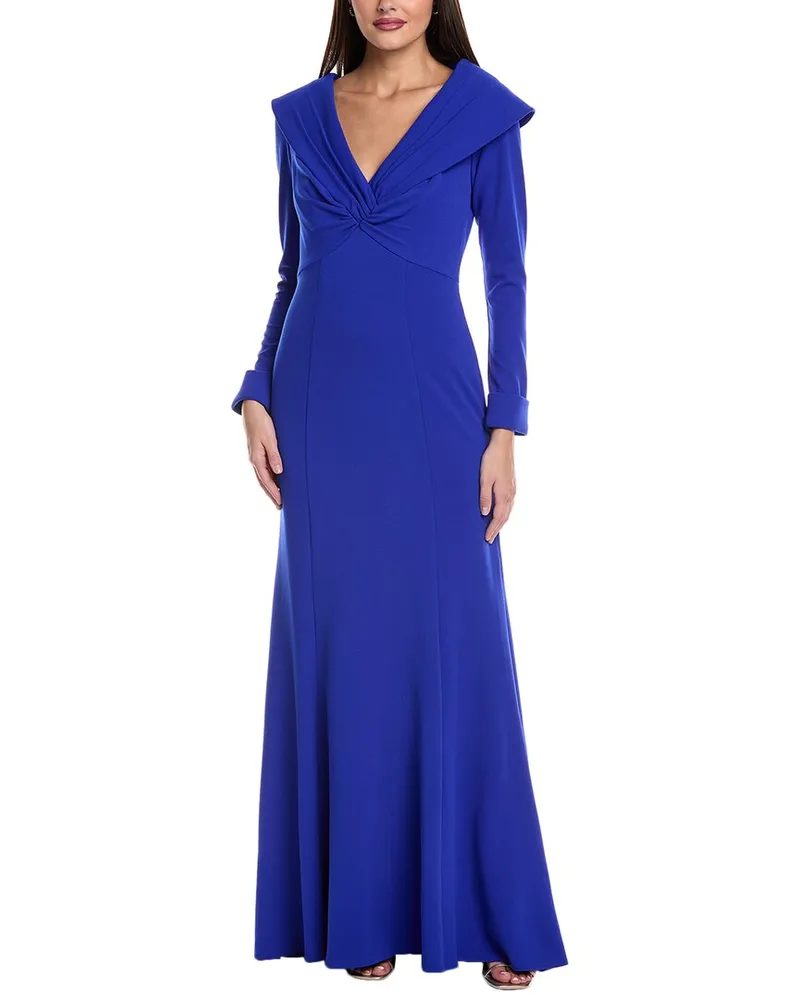 Tadashi Shoji Pleated Bodice Gown Blue