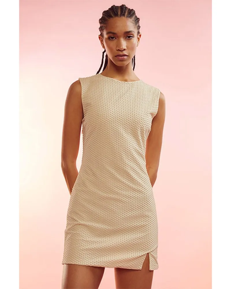Cynthia Rowley Cabochon Studs Mesh Mini Dress White