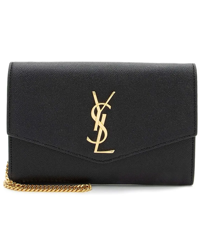 Saint Laurent Black Leather Monogram Uptown Chain Wallet (Authentic Pre-Loved Nocolor