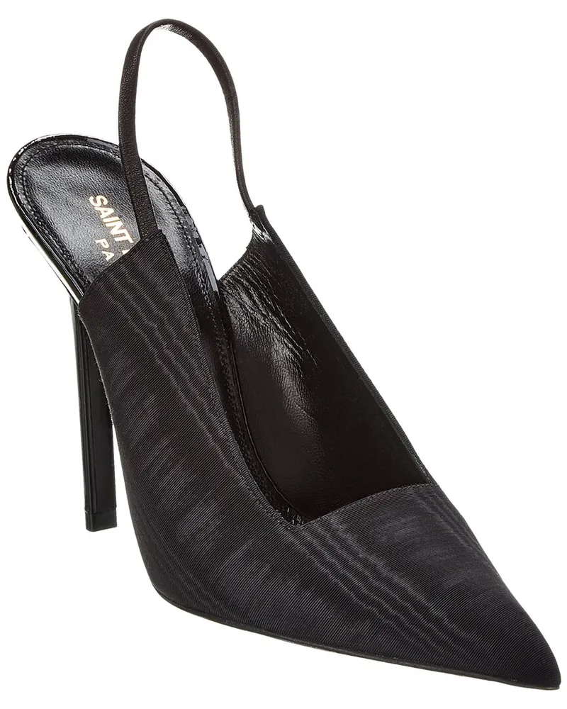 Saint Laurent Raven 110 Grosgrain Slingback Pump Black