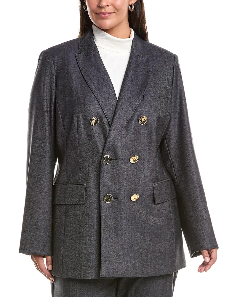 Marina Rinaldi Plus Talpa Wool & Silk-Blend Blazer Nocolor