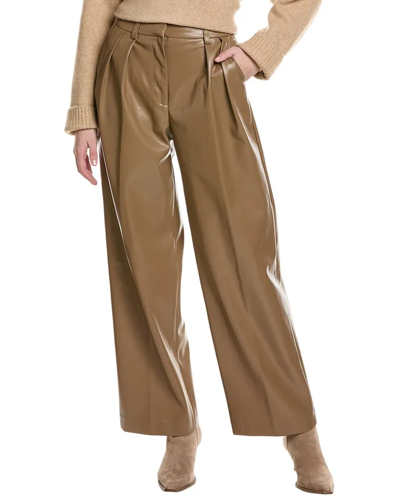 Kenneth Cole Pleated Wide Leg Pant Brown