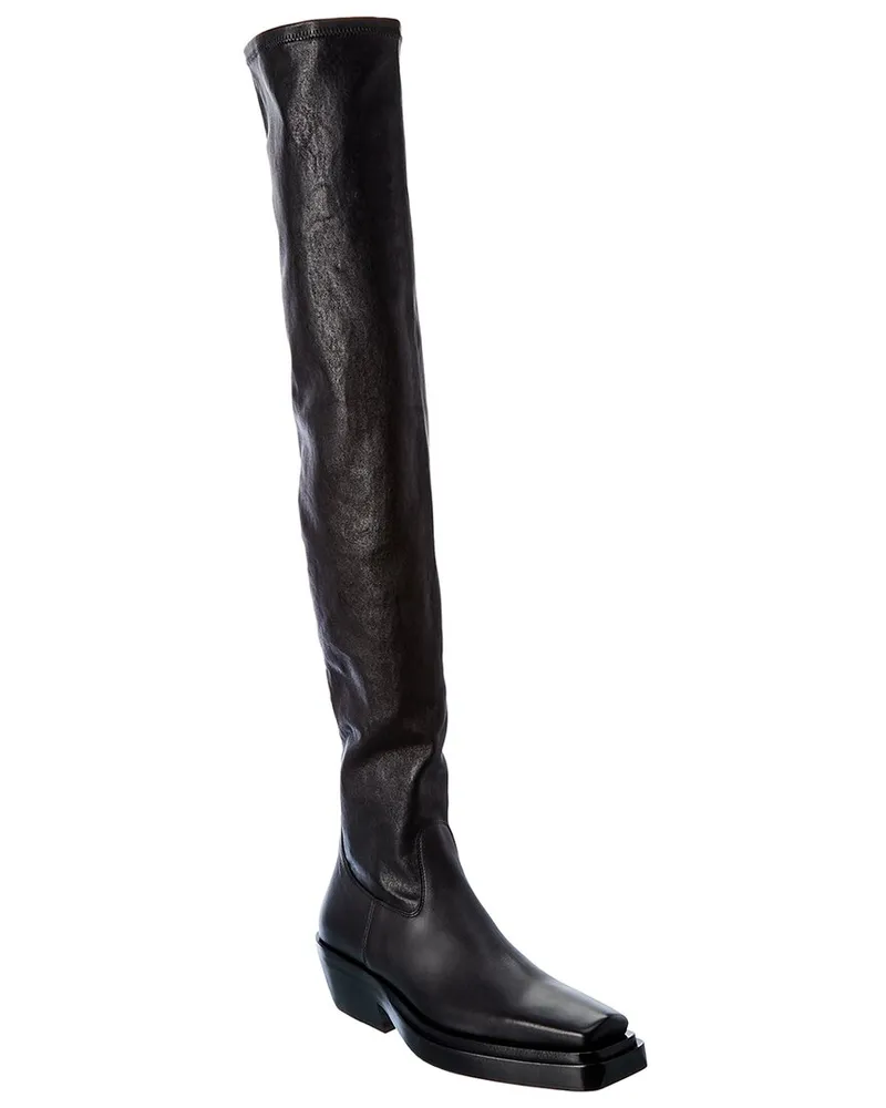 Bottega Veneta The Lean Leather Over-The-Knee Boot Black