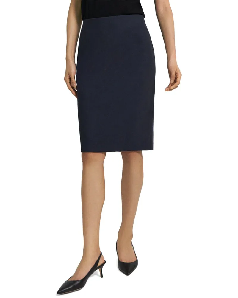 Theory Suiting Wool-Blend Pencil Skirt Blue