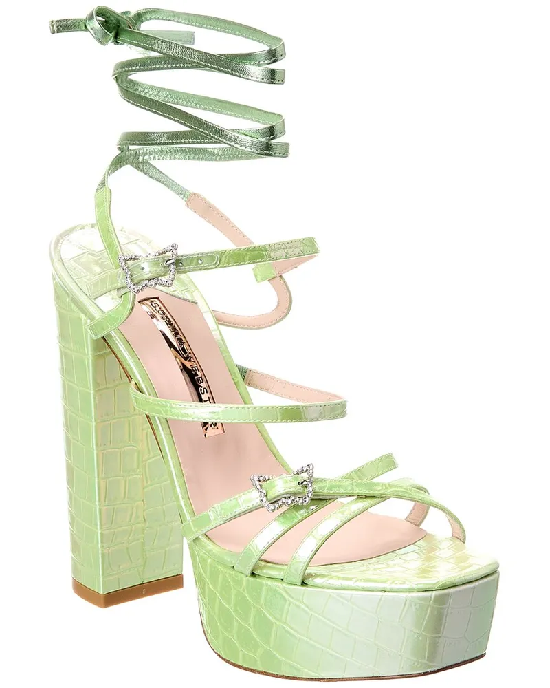Sophia Webster Venus Leather Platform Sandal Green