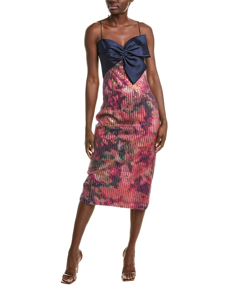 THEIA Rosa Draped Cocktail Dress Blue