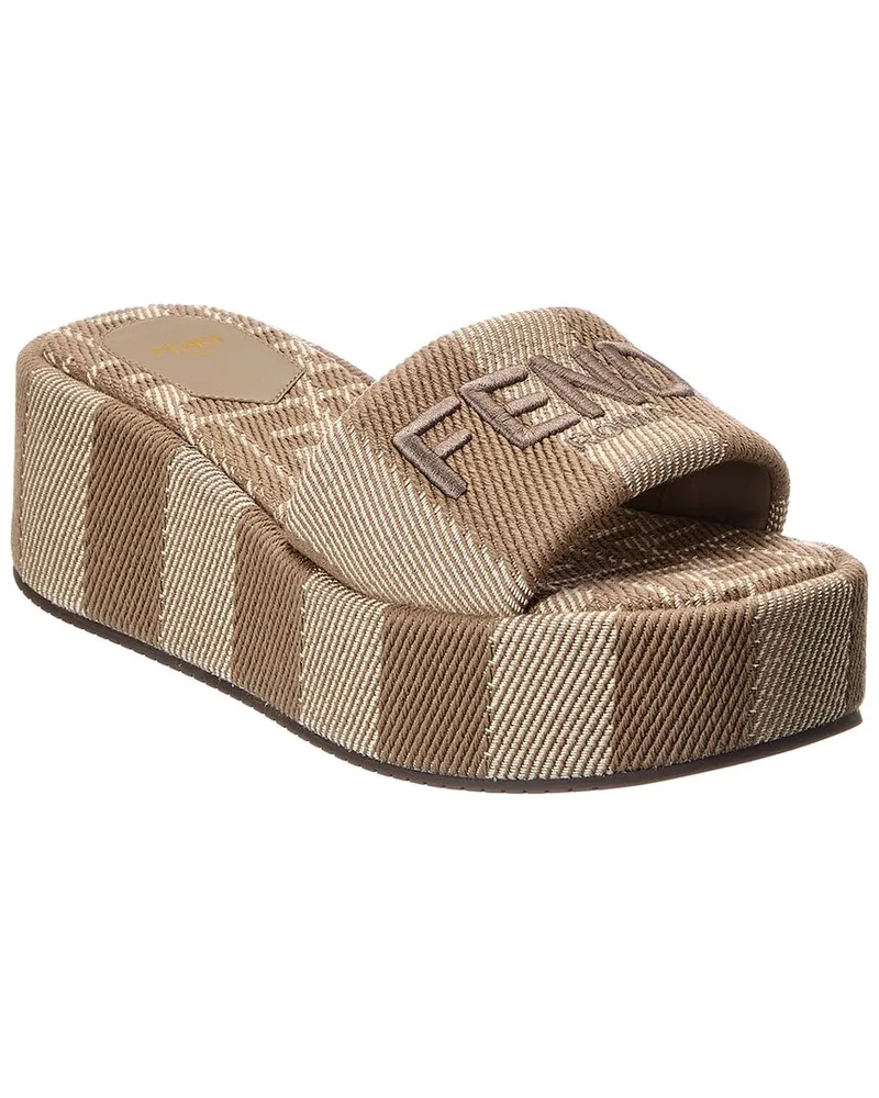 Fendi Sunshine Canvas Platform Sandal Grey