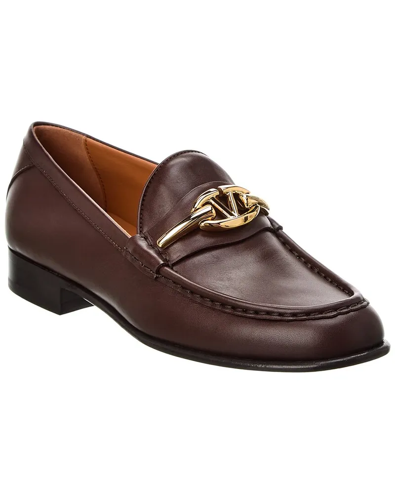 Valentino Garavani VLogo Leather Loafer Brown