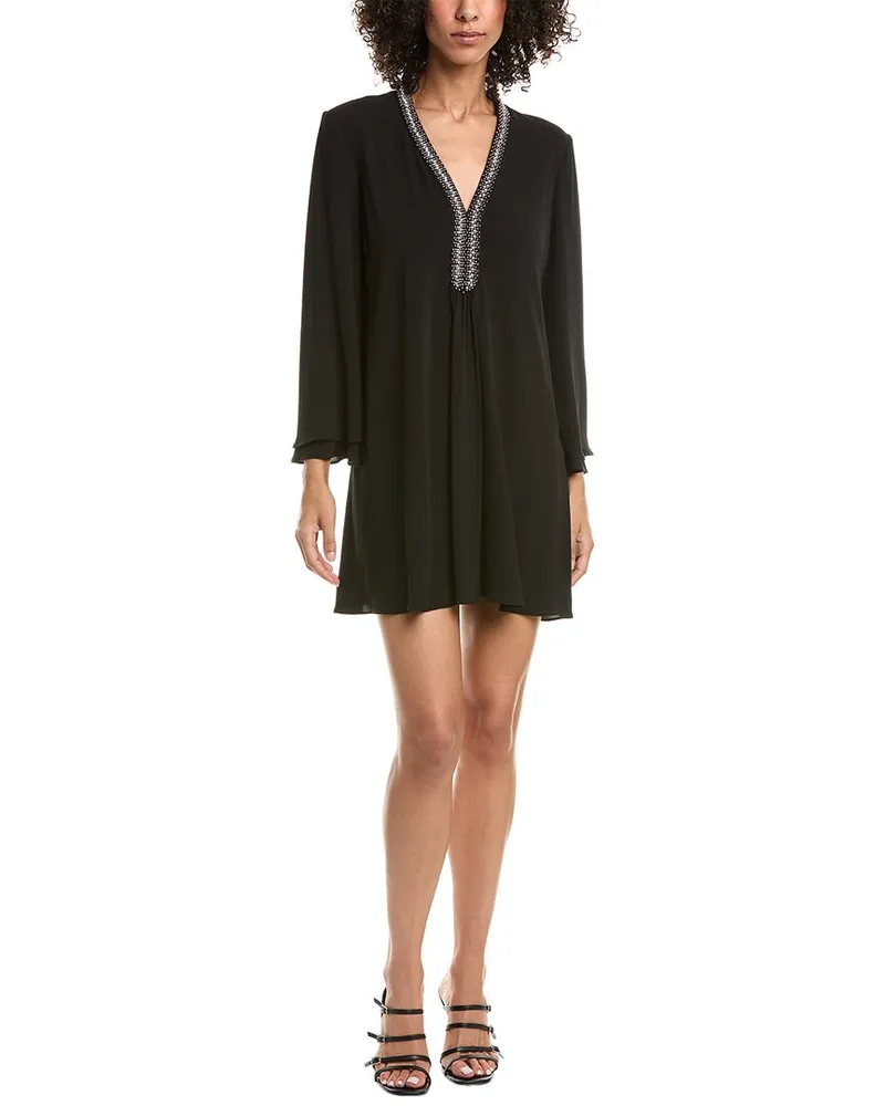 Tadashi Shoji Dane Embellished Tunic Mini Dress Black
