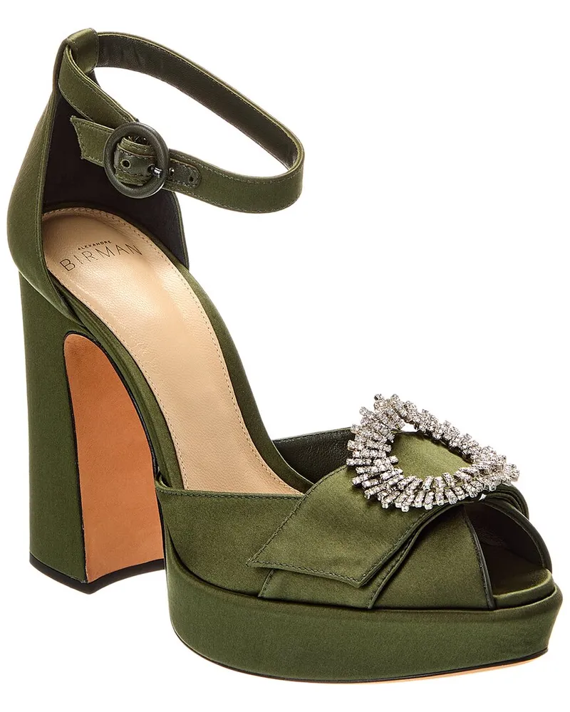 Alexandre Birman Madelina Curve 120 Satin Platform Pump Green