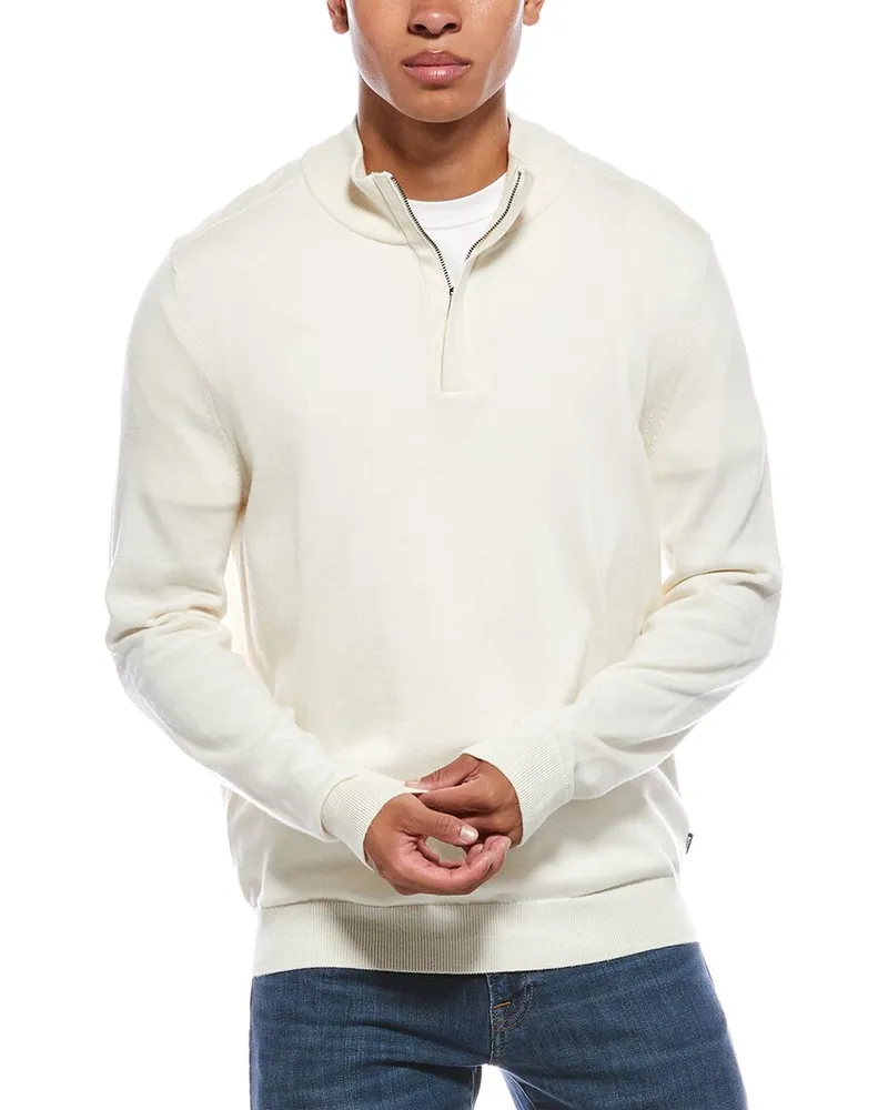 HUGO BOSS Lorman-D Wool-Blend 1/4-Zip Sweater White
