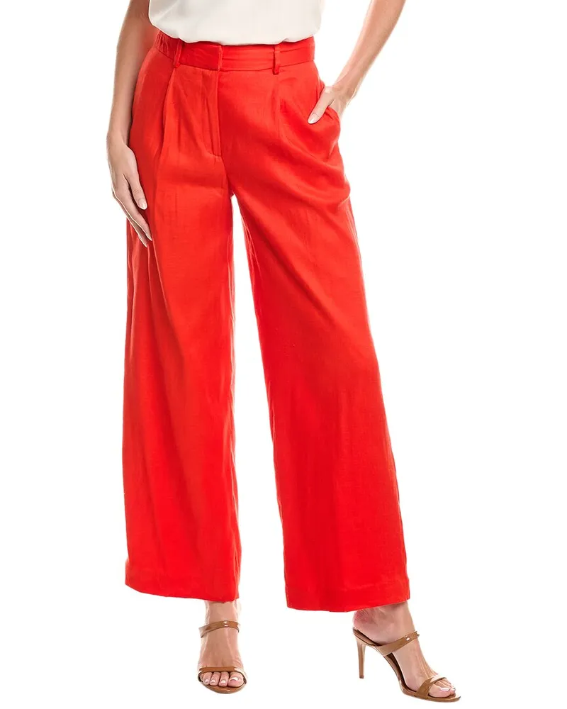 Elie Tahari The Simone Linen-Blend Pant Red