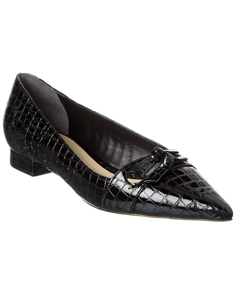 Alexandre Birman Kate Croc-Embossed Patent Flat Black