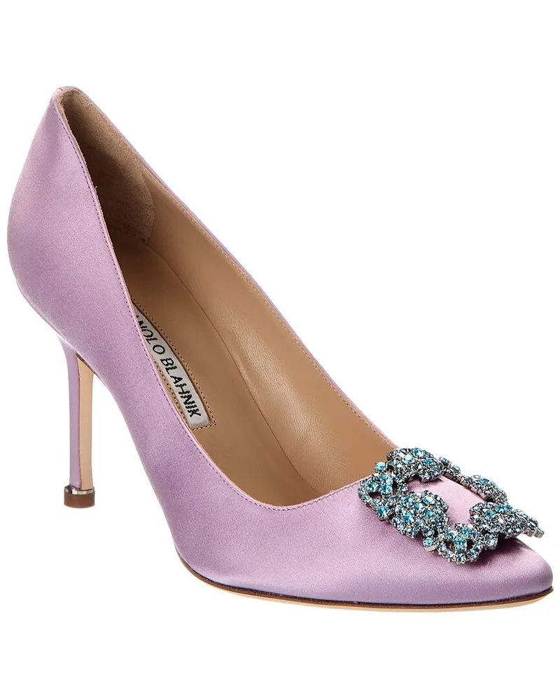 Manolo Blahnik Hangisi 90 Satin Pump Pink