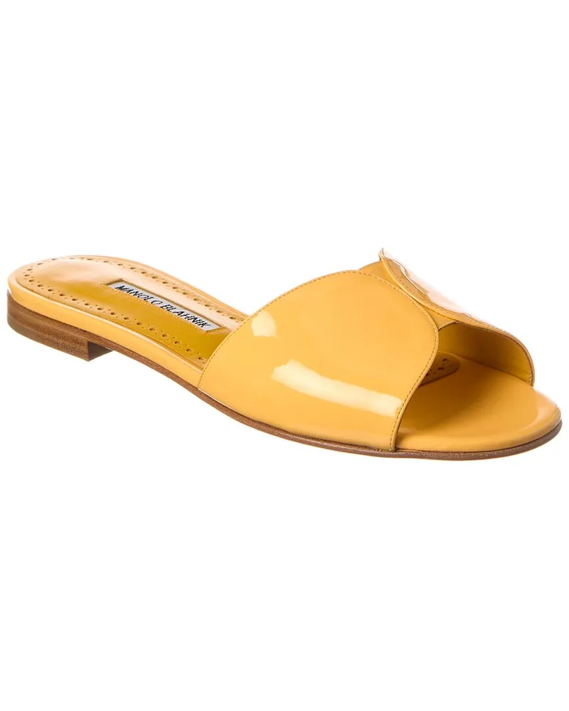 Manolo Blahnik Houramu Patent Sandal Yellow