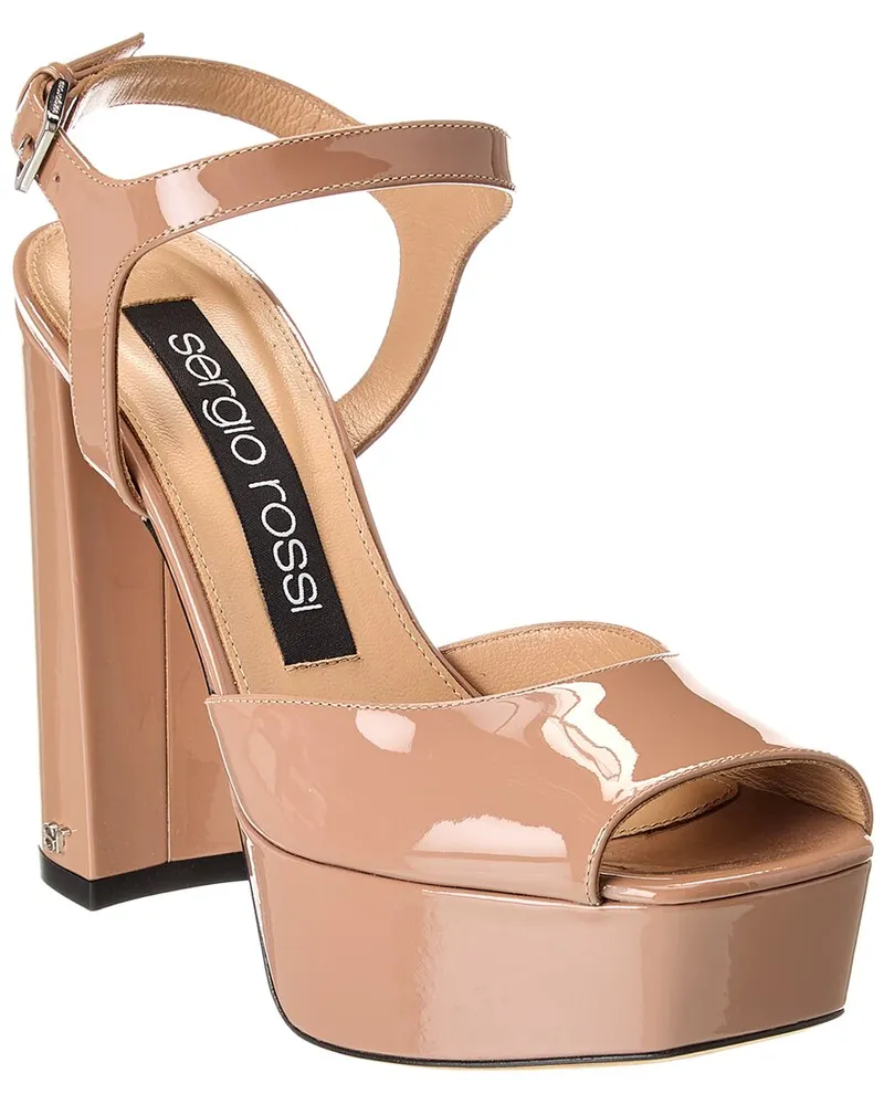 Sergio Rossi Patent Platform Sandal Brown