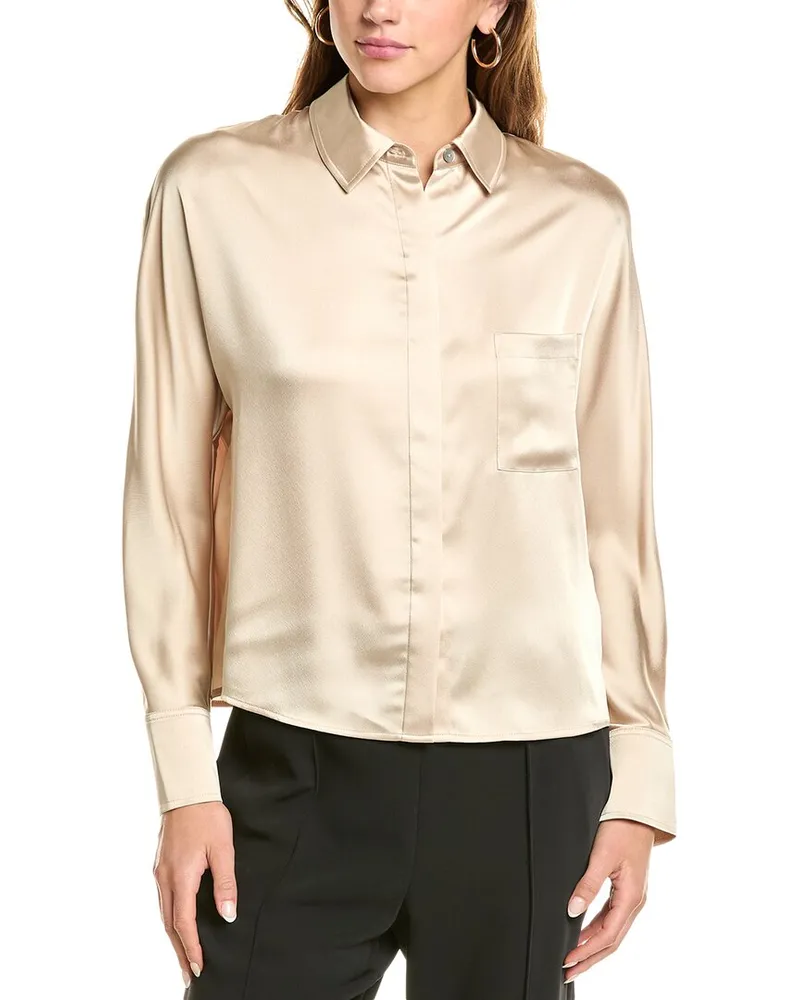 Vince Satin Dolman Sleeve Blouse Beige