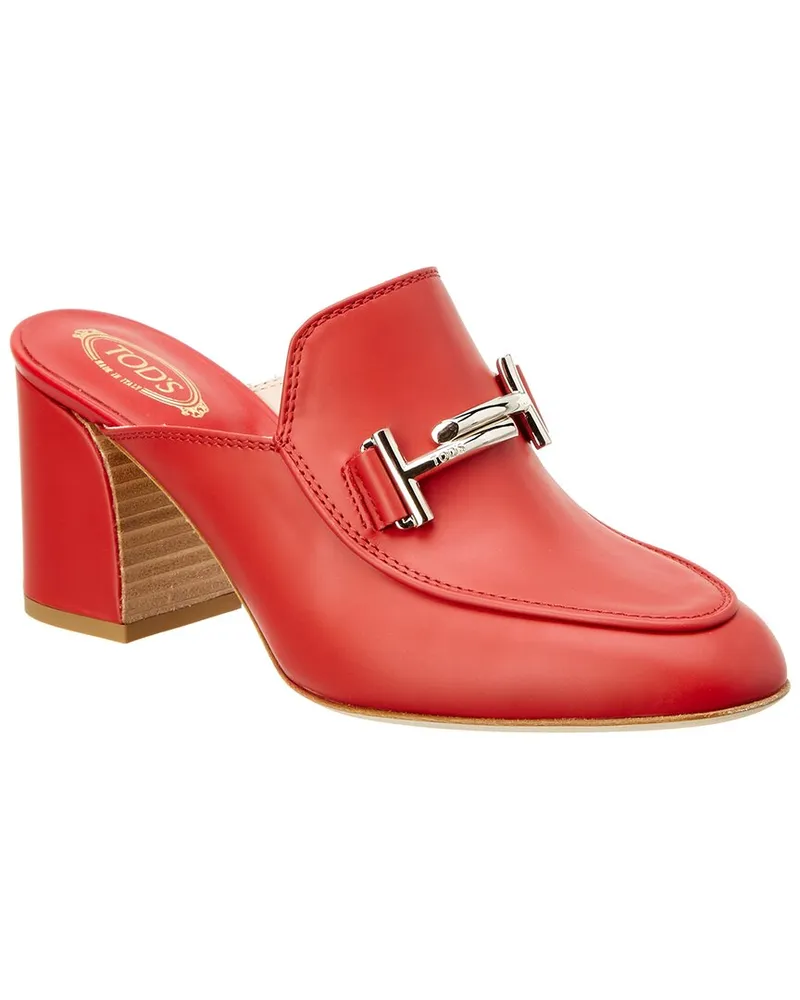TOD'S TOD’s Double T Leather Heeled Mule Red