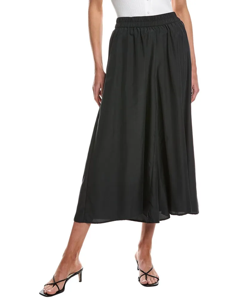 Eileen Fisher Petite Cropped Silk Wide Pant Black