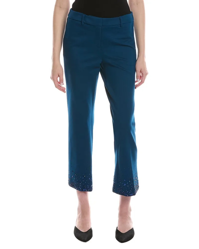 Anne Klein Embellished Hem Flare Pant Blue
