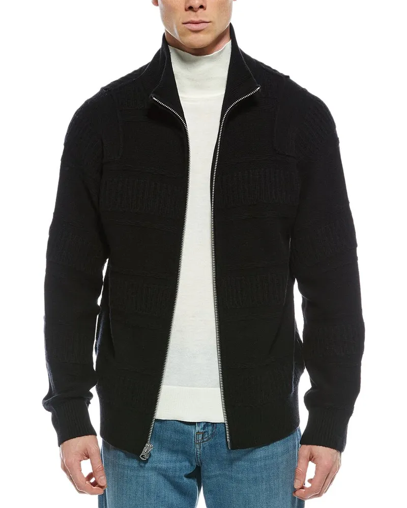 Rag & Bone Colton Wool-Blend C Zip-Up Sweater Black