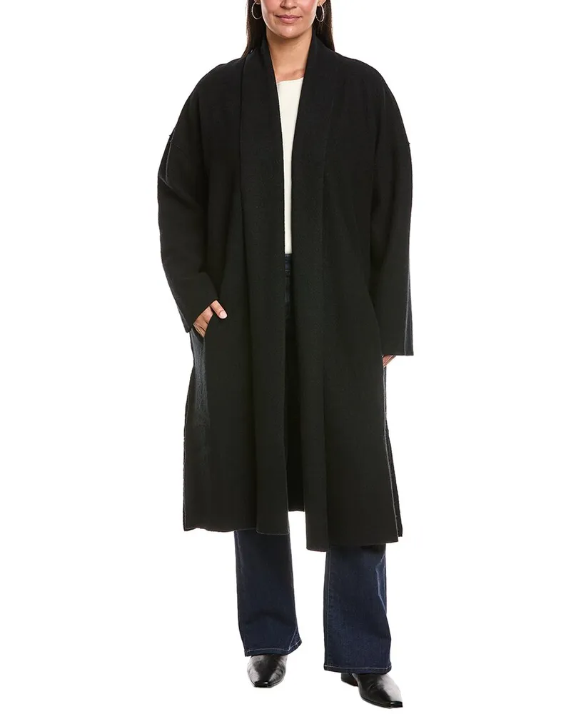 Eileen Fisher Plus Wool Coat Black