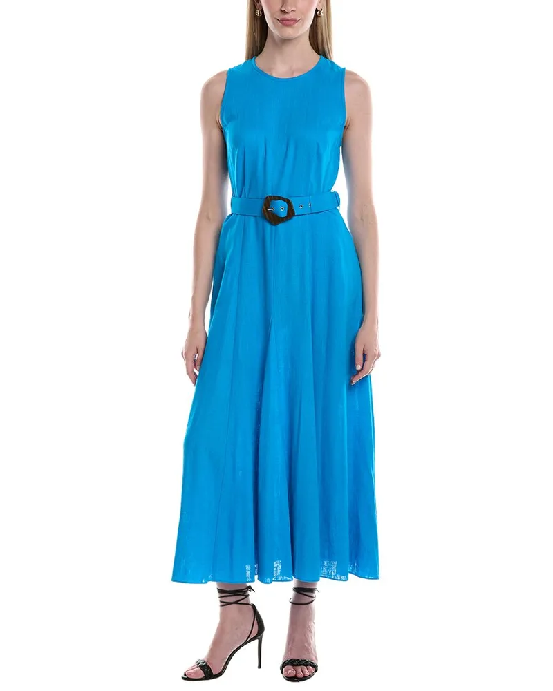 Diane von Furstenberg Elliot Linen-Blend Midi Dress Blue