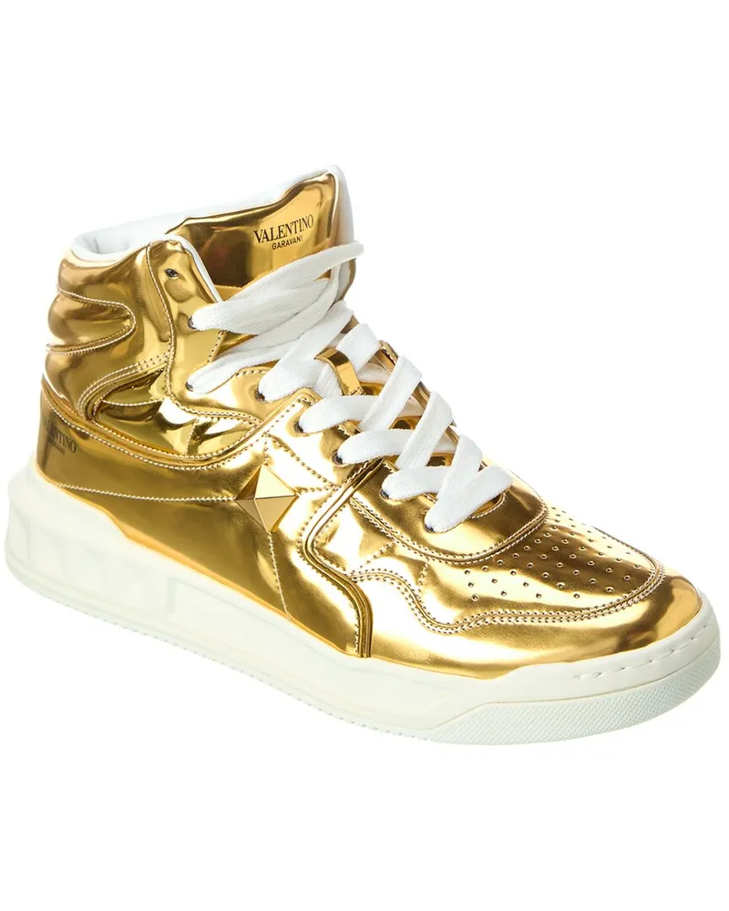 Valentino Garavani Leather Mid-Top Sneaker Gold
