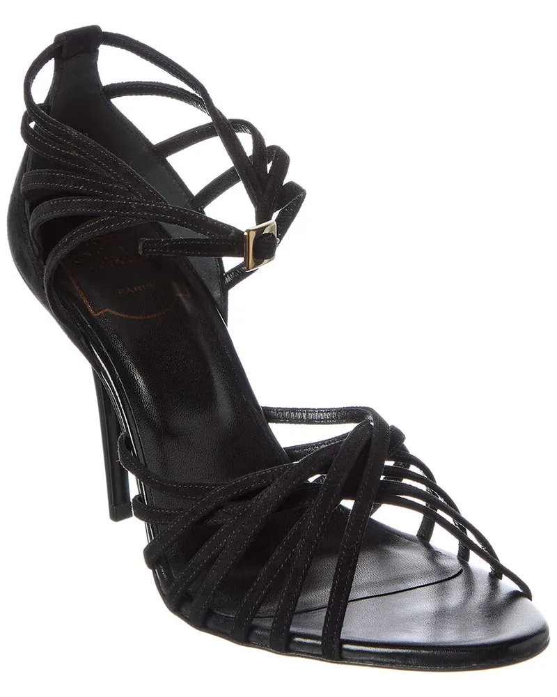 Roger Vivier Cage Suede Sandal Black