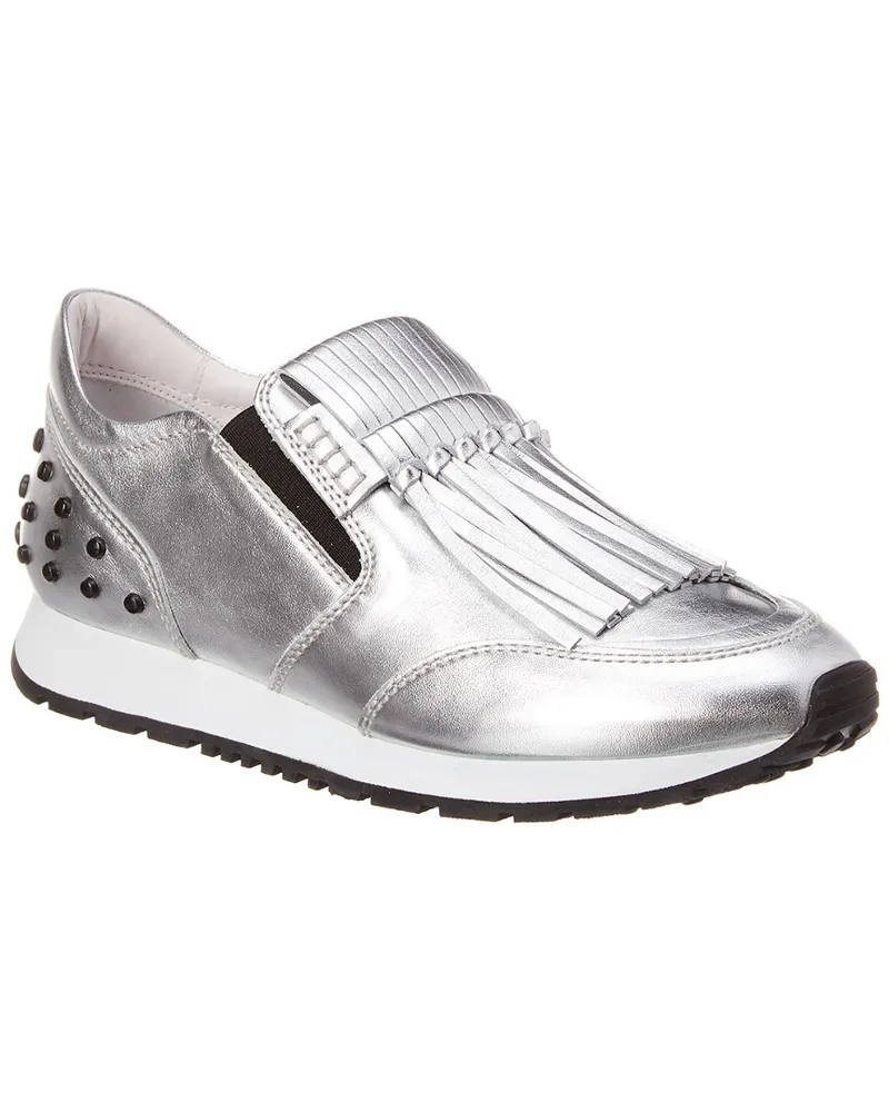 TOD'S TOD’s Fringed Metallic Leather Slip-On Sneaker Nocolor