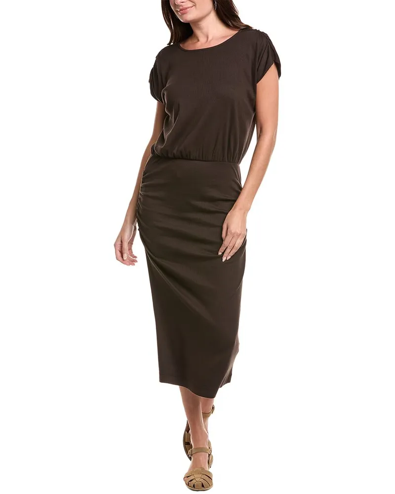 Michael Stars Pippa Gathered Midi Dress Brown