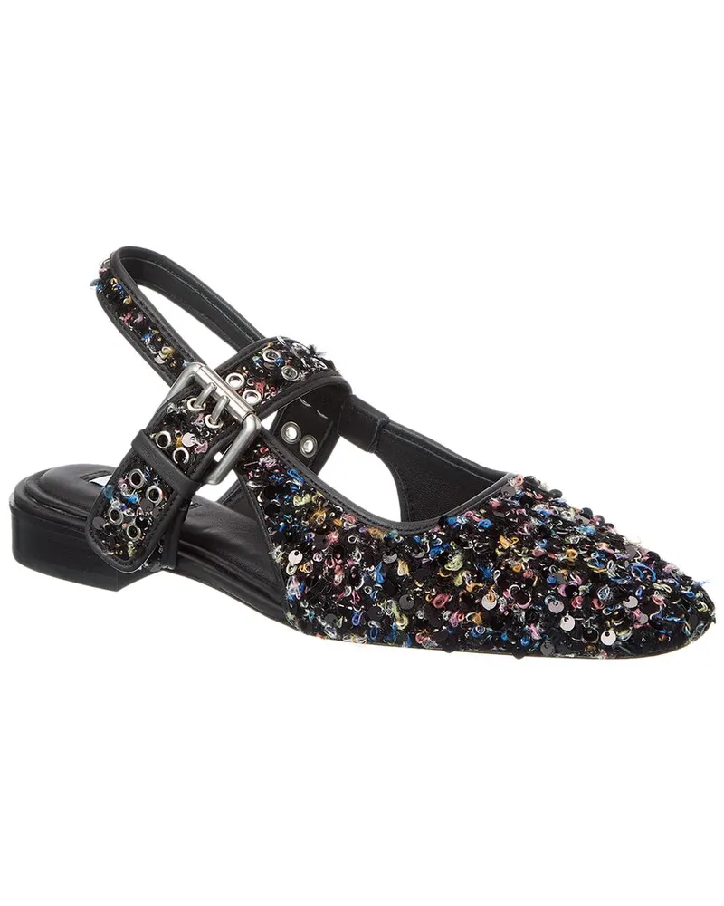 Rag & Bone Astra Boucle & Leather Slingback Flat Black