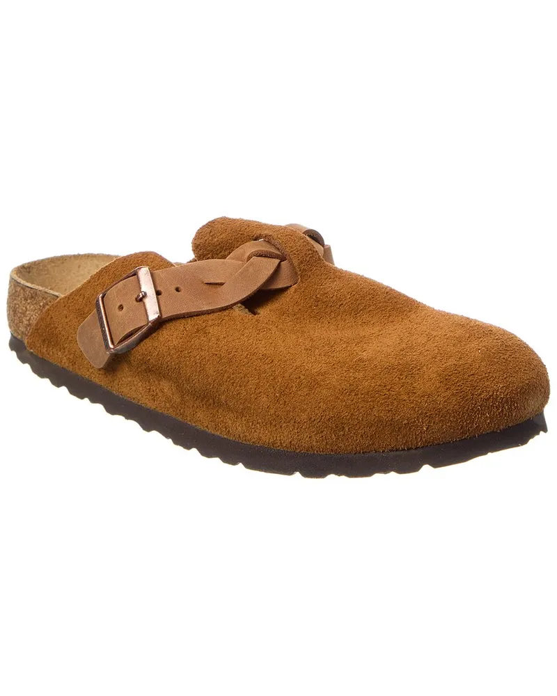 Birkenstock Boston Braided Narrow Suede Clog Brown