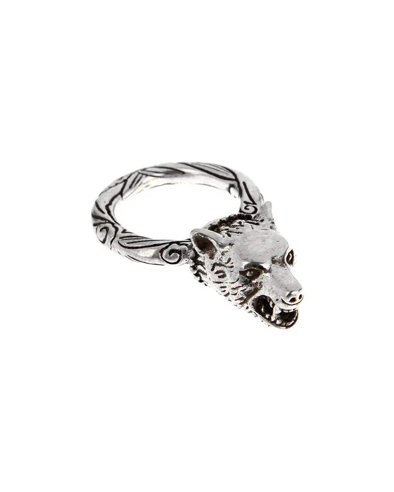 Gucci Silver Anger Forest Wolf Ring Nocolor