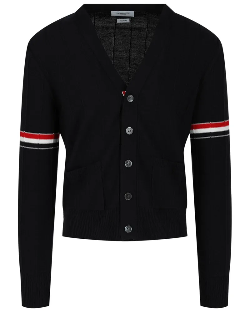 Thom Browne Wool V-Neck Cardigan Blue