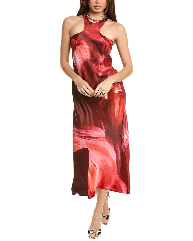 AllSaints Betina Arches Silk-Blend Maxi Dress Purple
