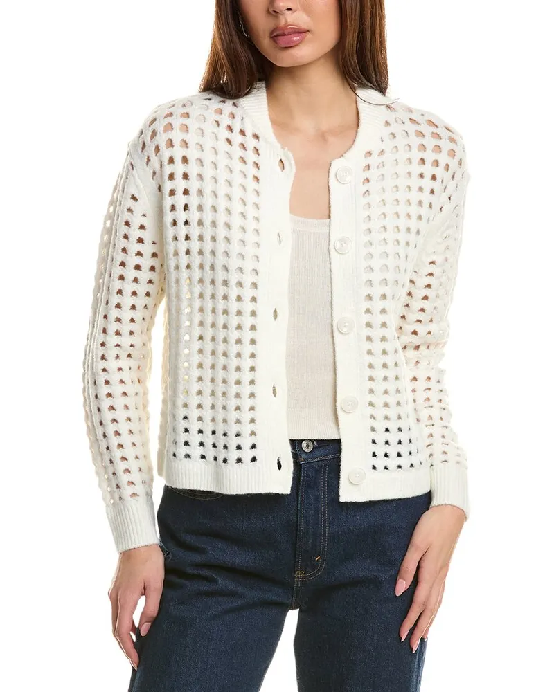 Vince Camuto Open Knit Cardigan White