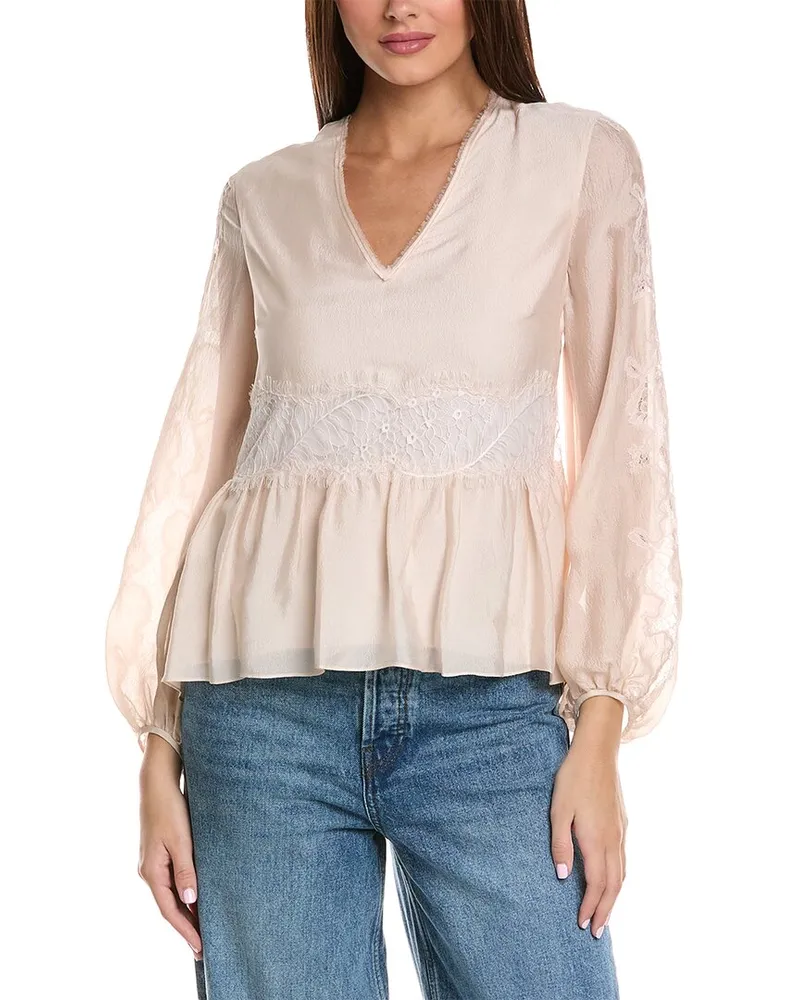 3.1 phillip lim Blouson Sleeve Silk Top Pink