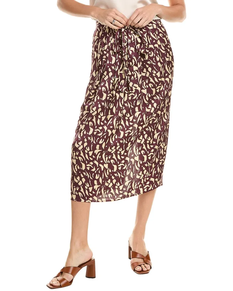 Graham & Spencer Juno Printed Satin Skirt Red