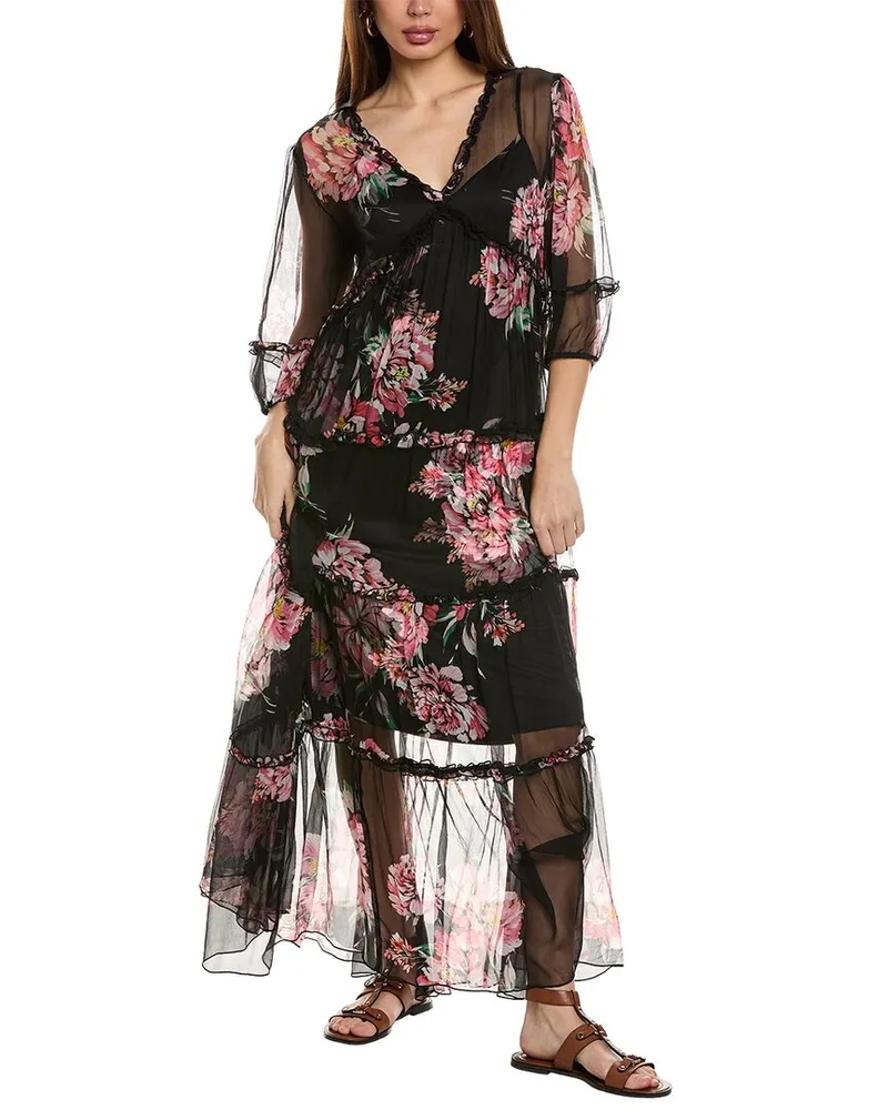 Johnny Was Lizzy Ruffle Maxi Dress Nocolor
