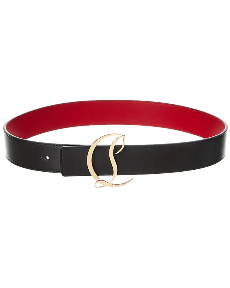 Christian Louboutin Logo Leather Belt Black